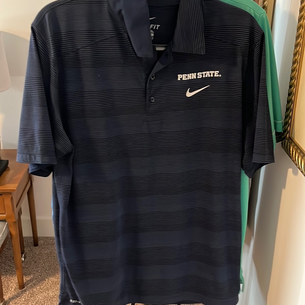 Blue striped penn state nike dri-fit polo- size medium